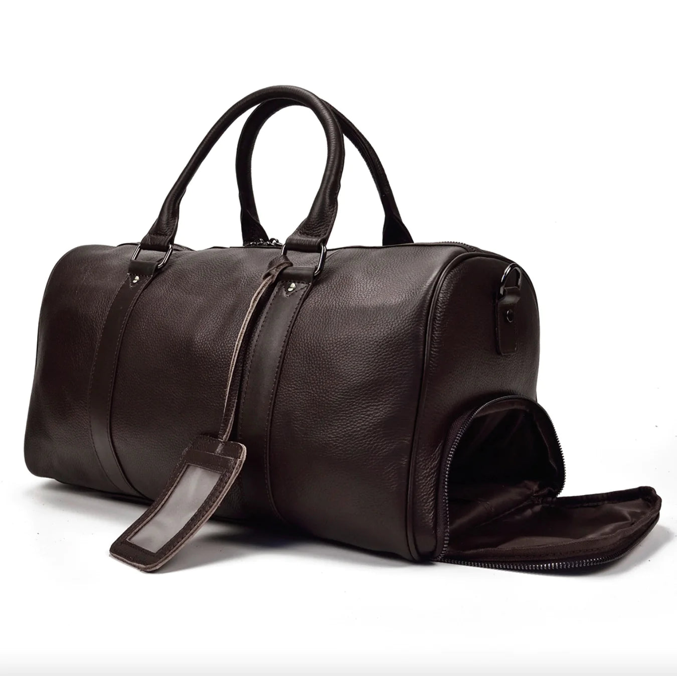 Vintage Lychee Pattern Leather Travel Bag