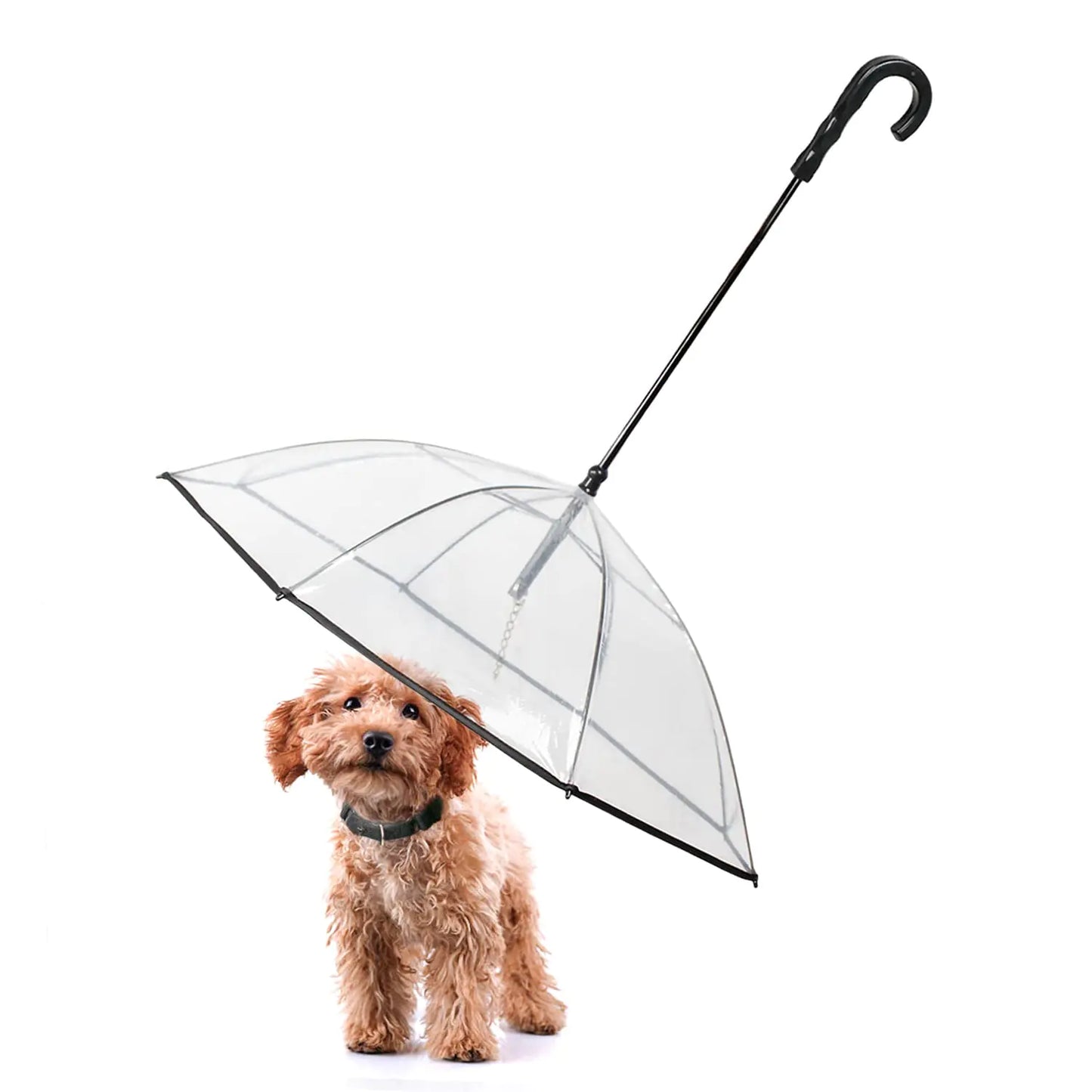 PETLESO Dog Umbrella for Small Dogs Clear Dog Umbrella Rainproof Pet Umbrella with Leash