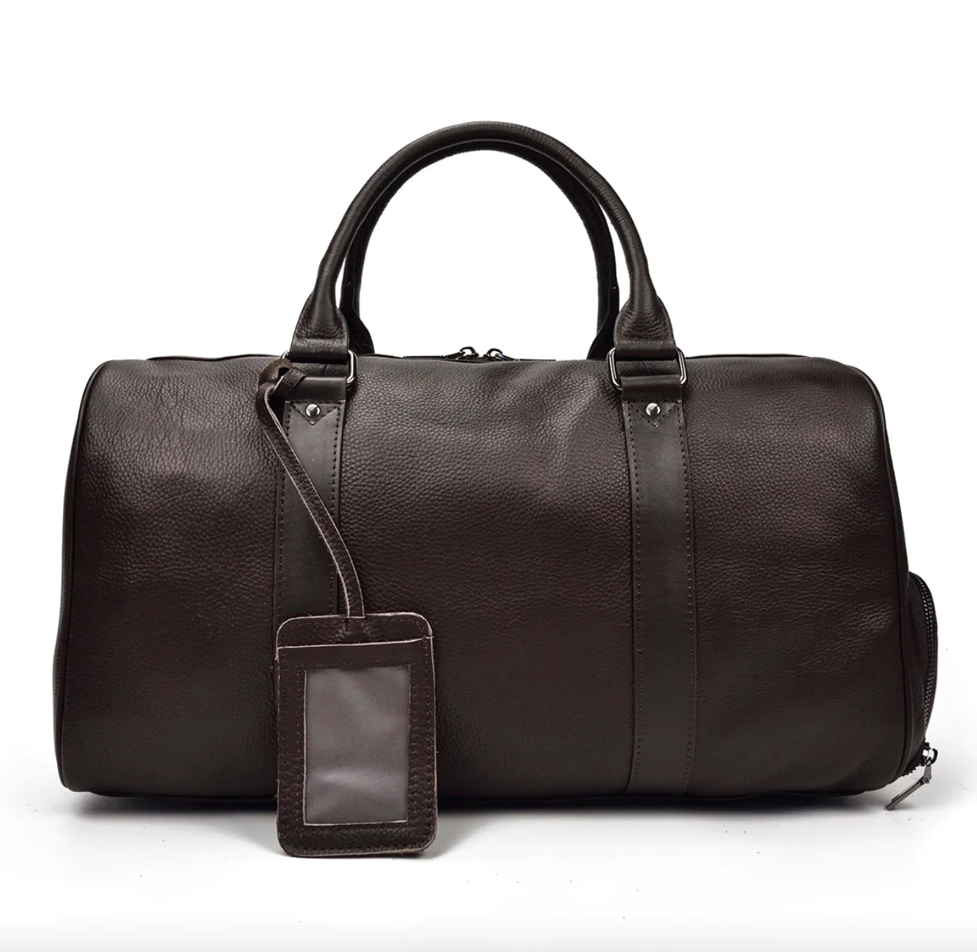 Vintage Lychee Pattern Leather Travel Bag