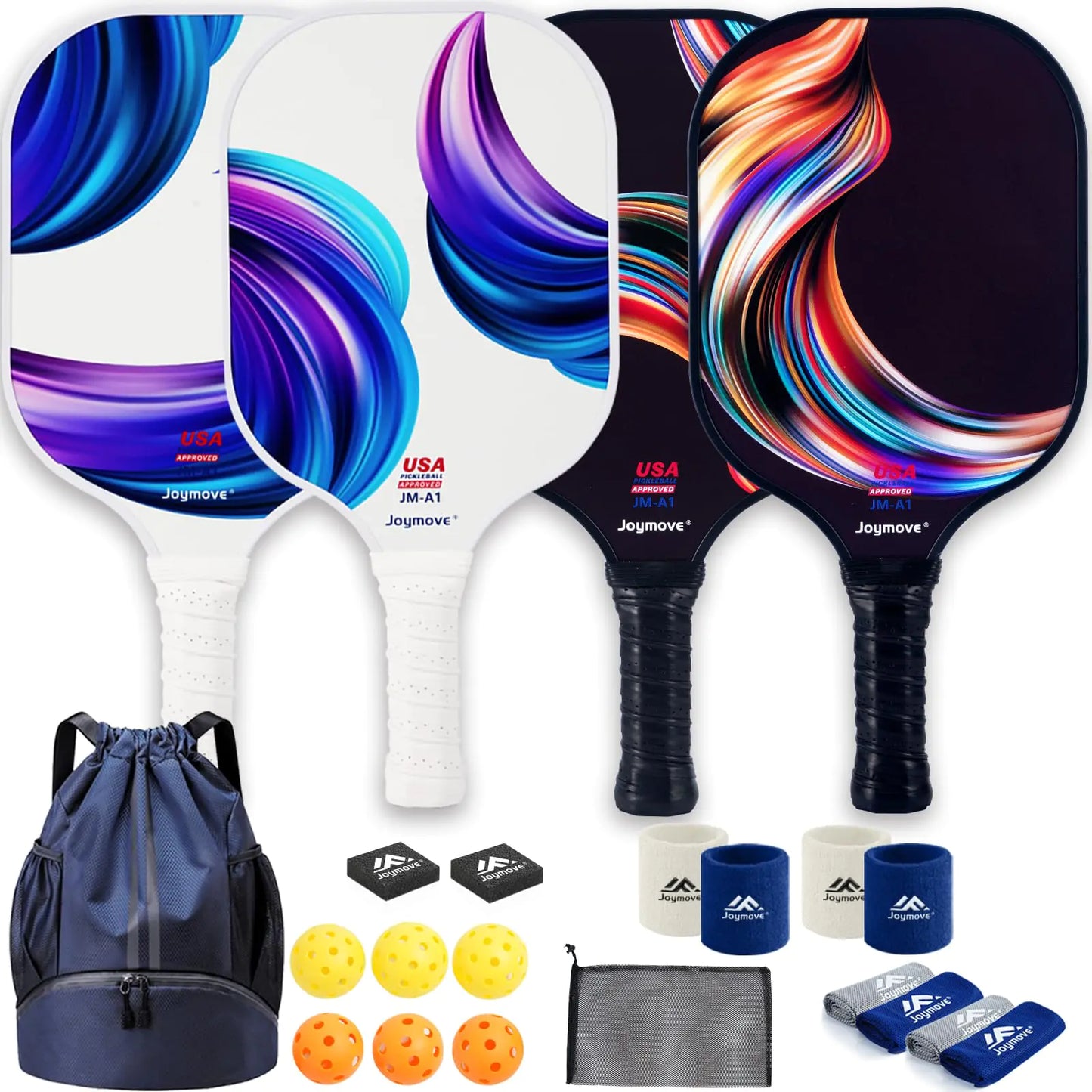 PREMIUM PICKLEBALL SET – USAPA Certified | 4 Paddles, 4 Balls, 2 Cooling Towels & Carrying Bag