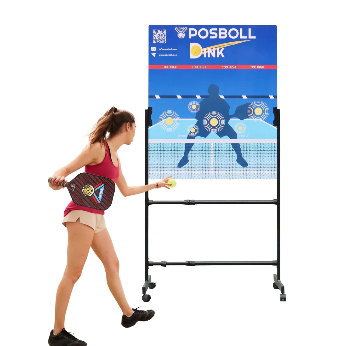 Posboll Pickleball Practice Board Pickleball Dink Rebounder with StandPickleball Wall for PracticeDink Board for Pickleball Training Adjustable Pickleball Practice Rebounder PadPortable Dink Guru